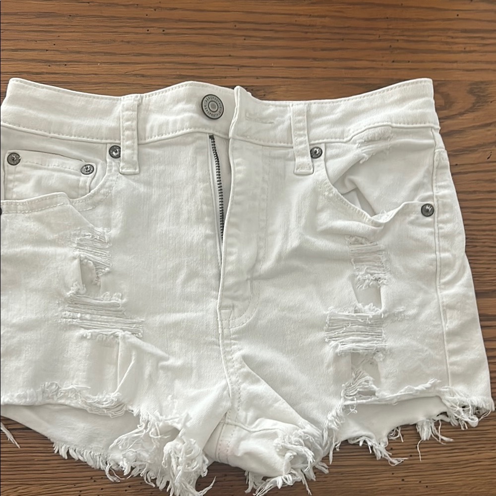 Aeropostale White Distressed Jean Shorts/3
